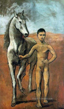 Boy Führung eines pferd 1906 Kubisten Ölgemälde